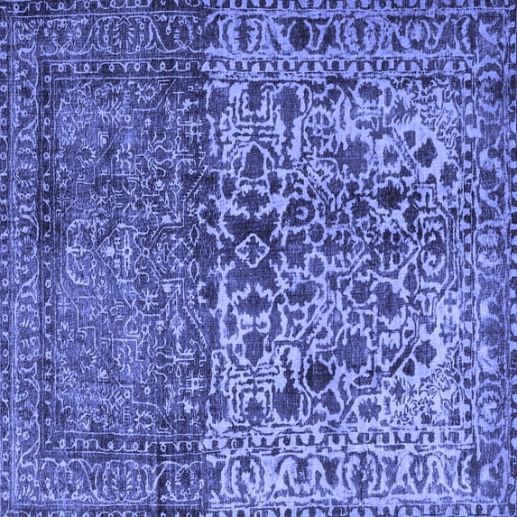 Ahgly Company Machine Washable Indoor Square Persian Blue Traditional Area Rugs, 7' Square