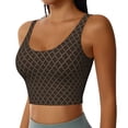 thumbnail image 2 of Vsdgher Brown Moroccan Trellis Print Women Sleeveless Athletic Tank Top Built-in Bra Camisole Sports Vest for Yoga Running Fitness Exercise with Removable Pads, 2 of 8