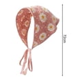 thumbnail image 4 of Girl Knitted Headscarf Flower Pattern Adjustable Straps Headscarf Crochet Knitted Triangular Style Headband Hair Accessory-Pink, 4 of 6
