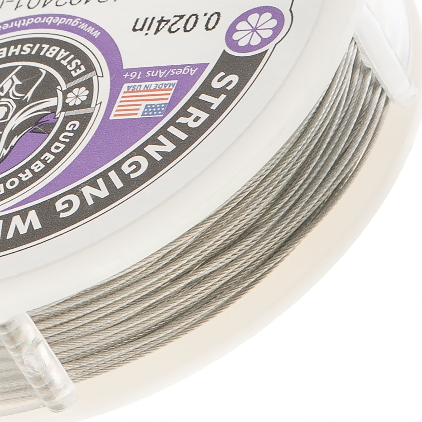 Gudebrod 0.024" 49 Strand Bright Stainless Steel Metal Jewelry Tigar Tail Wire, 30ft.