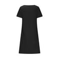 thumbnail image 5 of Arnsht Womens Summer Cotton Linen Dresses Short Sleeve T-Shirt Dress Casual Loose Fit Crewneck Midi Dresses for Women Black XL, 5 of 8