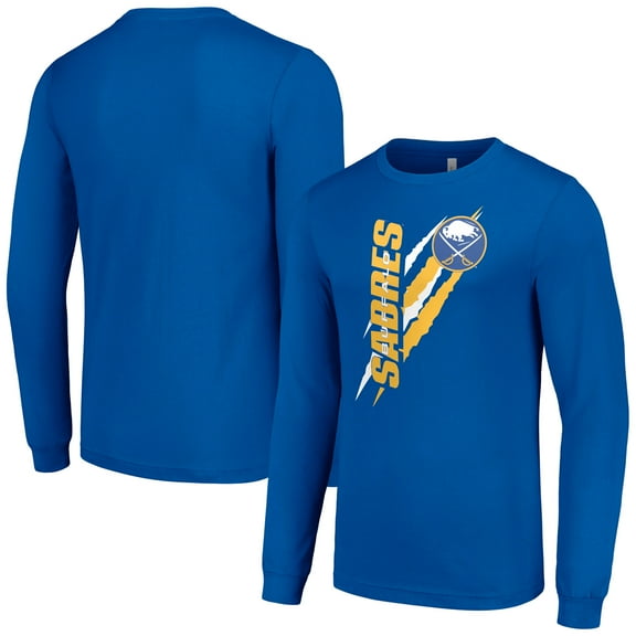 Men's Starter Royal Buffalo Sabres Color Scratch Long-Sleeve T-Shirt