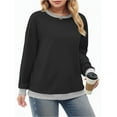 thumbnail image 2 of NISVIYA Womens Plus Size Casual Crewneck Color Block Blouses Trendy Winter Fashion Oversized Sweatshirts, 2 of 6