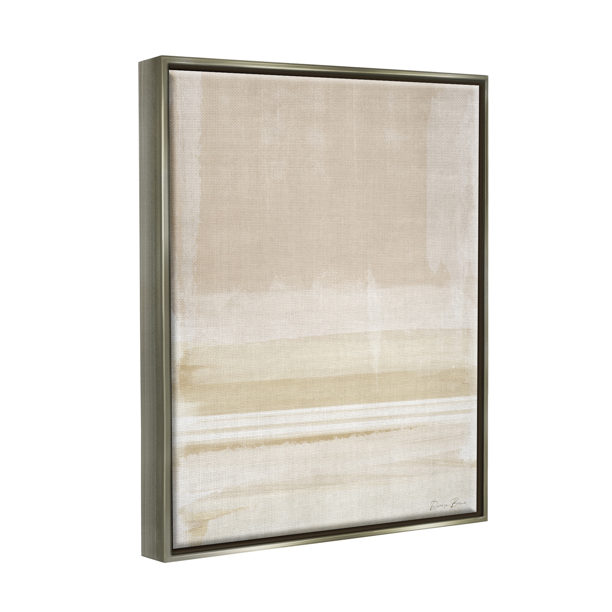 Stupell Industries Abstract Simple Neutral Tones Watercolor Collage Luster Gray Framed Floating Canvas Wall Art, 24x30, by Denise Brown