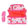 thumbnail image 3 of Arnés de conejo rosa con estampado de fresas, suave y transpirable, con correa y cuerda de remolque para hámster (talla M), 3 of 14