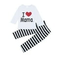 thumbnail image 2 of BOOMNY Girls 2 Peice Pajamas Sets I Love My Mom Graphic Long Sleeve Sleepwear Tops Pants Pjs Set for Kids Cozy Loungewear Homewear, 2 of 7