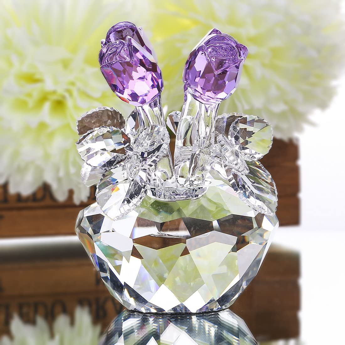 H&D HYALINE & DORA Pink Crystal Tulips Flower Figurines, Glass  Bouquet Collectib