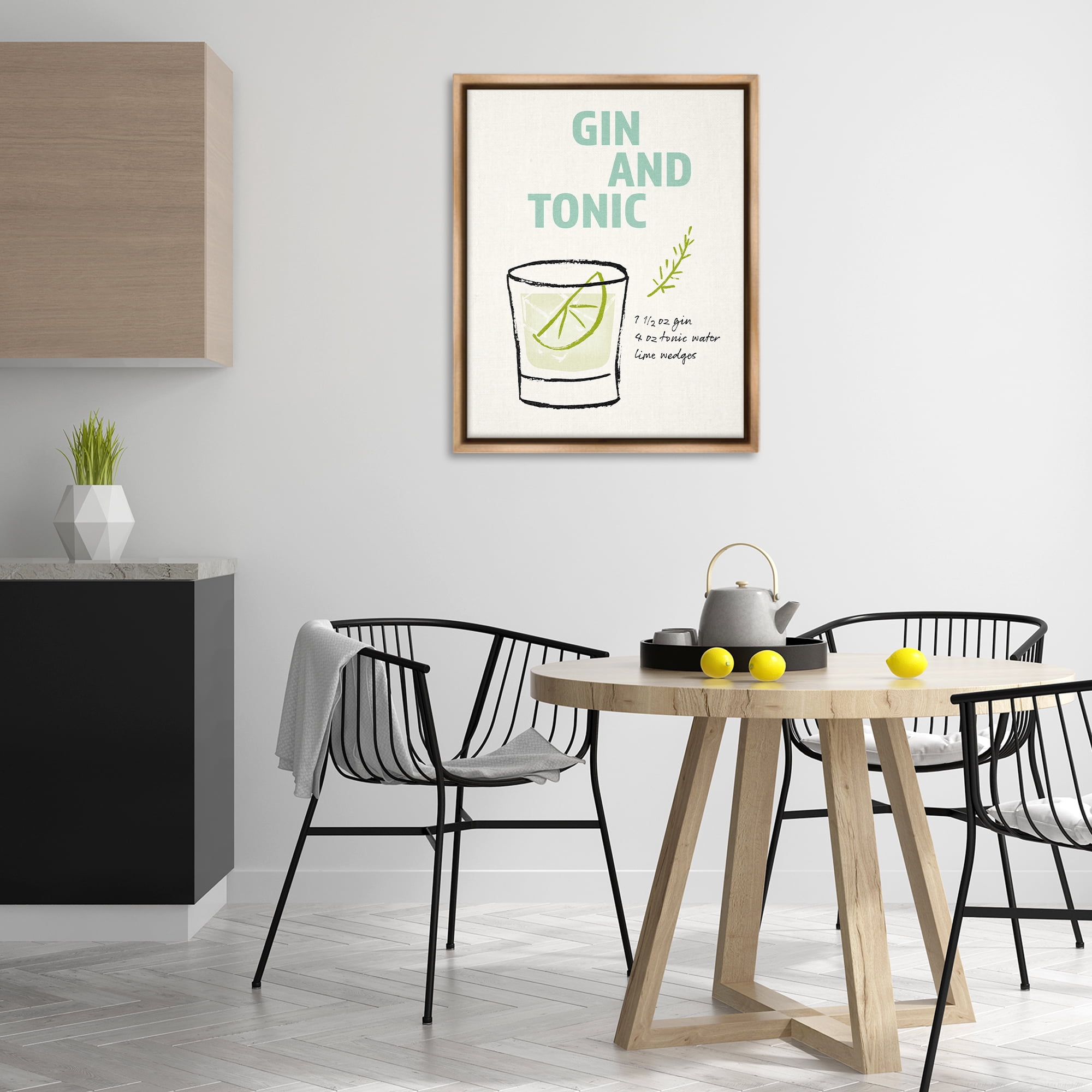 Stupell Industries Gin & Tonic Recipe Food & Beverage Painting Brown Floater Framed Art Print Wall Art, 25 x 31