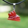 thumbnail image 6 of K-KED 5pc Red Agate Hand Carved Animal Sun Stone Luck Energy Pendants Necklace 17.5''-Owl, 6 of 9