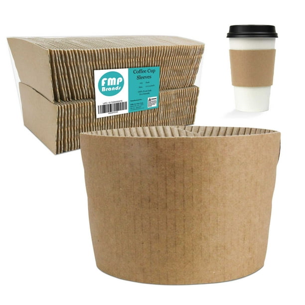 [125 Pack] Kraft Coffee Cup Sleeves Brown Disposable Corrugated