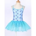 thumbnail image 5 of Aislor Girls Sequins Mermaid Costume Criss Cross Back Fishscale Leotard Tutu Ballet Dress Princess 3-10 Blue Fish Scales 4, 5 of 7