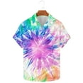 thumbnail image 2 of VBTAPA Big and Tall Button Down Shirts for Men Tie Dye Print Short Sleeve Hawaiian Beach Shirt Summer Casual Aloha Vacation Tops on Sale Multicolor S, 2 of 5