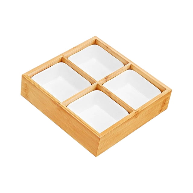 Bandeja de bambú para frutas con cuencos, bandeja de comida para picnic al aire libre, oficina, comedor 205x205x5cm