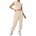 thumbnail image 1 of Womens 2 Piece Tracksuit, Cropped Top & Sweatpants with Pockets, Casual Set for Lounging/Sports, 1 of 7