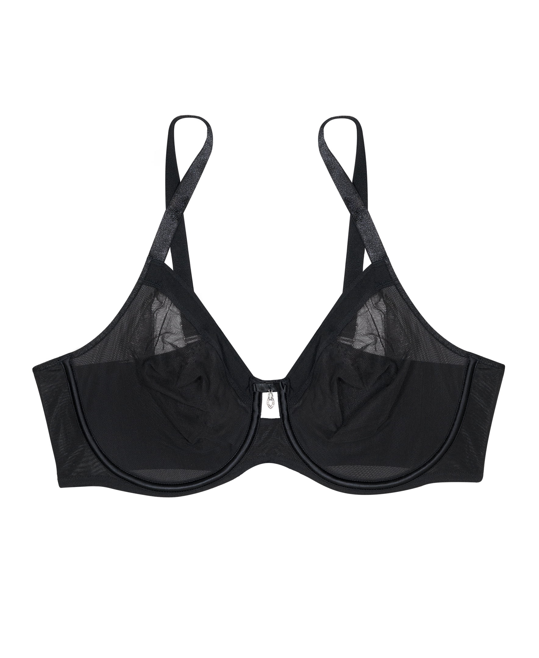 Curvy Couture Women's Plus Size Sheer Mesh Full Coverage Unlined Underwire Bra