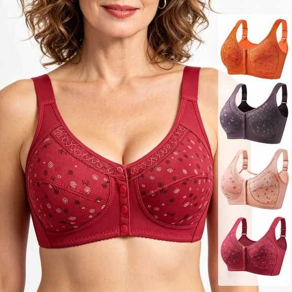 PBFRDSJ Bras for Older Women Front Closure Push Up Everyday Bra No Underwire Full Coverage Wide Strap Vest Style Sports Bra