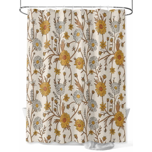 Fsddascl Fall Floral Shower Curtain Set - Long 72" x 84" Washable Bathtub Curtain with 12 Hooks, Vintage Farmhouse Botanical Leaves Flowers Waterproof Fabric Stall Shower Curtains for Bathroom