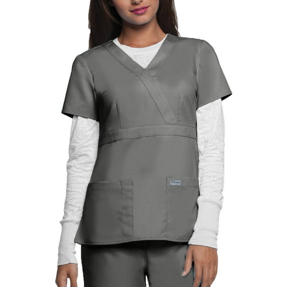 grey's anatomy junior's 3 pocket mock wrap scrub top nickel xxxxx-large