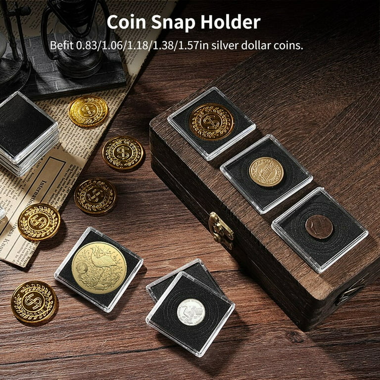 Coin Snap Holders, 30 Pcs Silver Dollar Coin Holders, Coin Collection Display Acrylic Cases, Half Dollar Coin Organizer Boxes for 0.83/1.06/1.18/1.38/