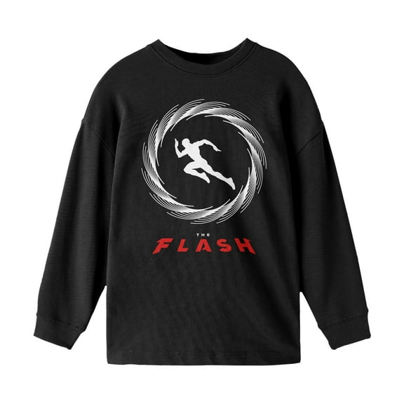 Flash White Running Silhouette Youth Black Long Sleeve Shirt