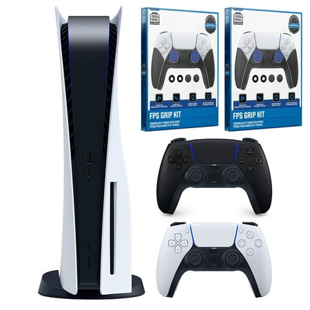 Sony Playstation 5 Disc with Extra Controller and Dual FPS Grip Kit Bundle - Midnight Black