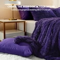 thumbnail image 2 of 3 Piece Shaggy Duvet Cover Set, Luxury Ultra Soft Cozy Long Faux Fur (Twin, Purple), 2 of 5