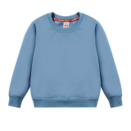 

Zlekejiko Kids Child Toddler Baby Boys Girls Solid Patchwork Long Sleeve Cotton Round Collar Sweatshirt Pullover Tops Outfits Clothes