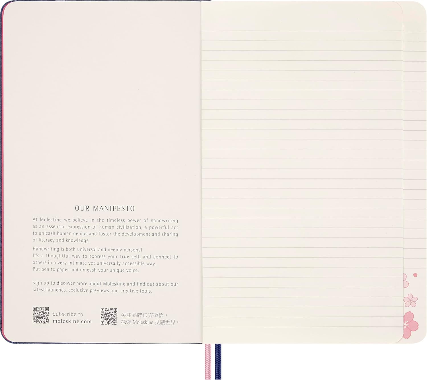 Moleskine Limited Edition Sakura Notebook, Hard Cover, Large (5" x 8.25"), Ruled, Cherry Blossoms, 176 pages