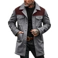 thumbnail image 2 of Hogleaql Vintage Suede Pocket Plush Reversed Collar Mens Outdoor Jacket Warm Long Sleeve Jacket Multi-Pocket Zip Up Loose In Winter Coat Gray M, 2 of 4