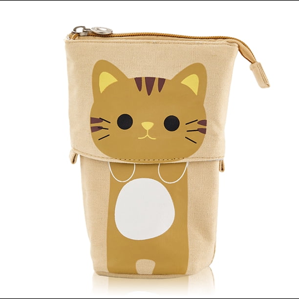 Moyic Bolsa portalápices, caja de capacidad media, estuche para bolígrafos de papelería, estuches retráctiles de escritorio, accesorios escolares Carpetas de archivos Marrón