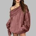 thumbnail image 5 of Yangnuo Womens Fashion Loose One Shoulder Hooded Sweatshirts Hoodies Womens Casual Solid Color Long Sleeve Loose Hooded And Off Shoulder Hoodies Sweatshirt Blouse Pullover Tops, 5 of 5