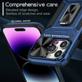 thumbnail image 4 of ELEHOLD for iPhone 15 Pro Rugged Heavy Duty Case,with Slide Camera Lens Protector Rotating Ring Holder Kickstand Work with Magnetic Car Mount Holder Shockproof Case for iPhone 15 Pro,Navyblue, 4 of 10