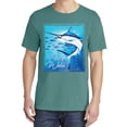 thumbnail image 2 of Wild Bobby, Fresh Water Swordfish Atlantic Pacific, Fish, Garment-Dyed Washed Look Short Sleeve Tees, Emerald, X-Large, 2 of 3