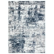 Distressed Modern Abstract Blue 5' X 7' Indoor Area Rug