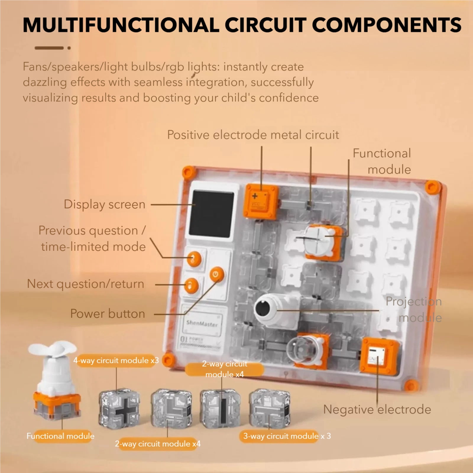 Thoson Spark, Thoson Kids Circuit Board - 500+ Challenges, Light & Sound Interactive Maze, Modular Building Learning Game