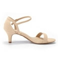 thumbnail image 3 of BURUDANI Women's Low Stilettos Heel Sandals Ankle Strap Work Dress Shoes NUDE/NUBUCK Size 8, 3 of 7
