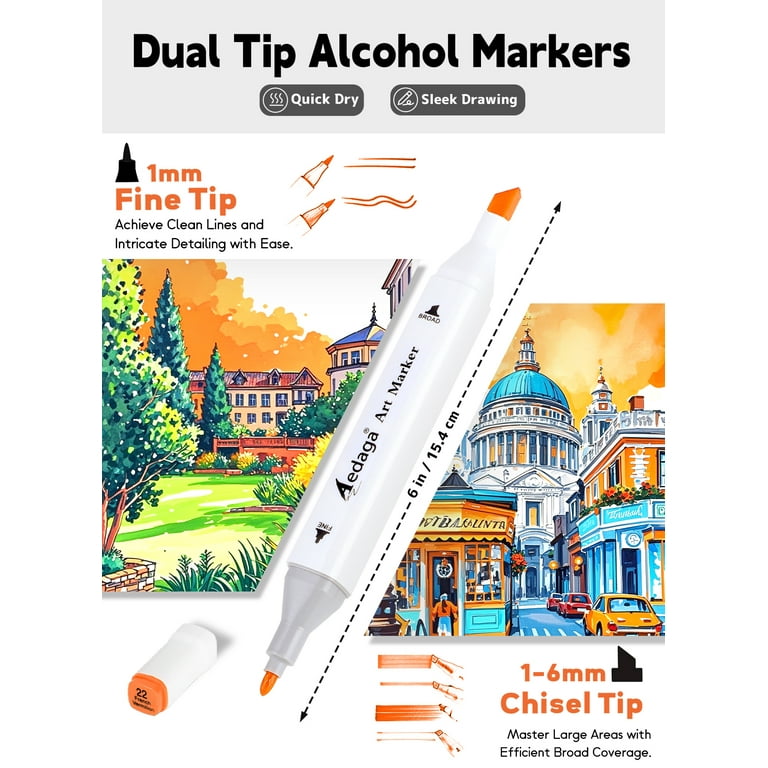 120 Colors Alcohol Markers with Free App, Dual Tip Art Markers