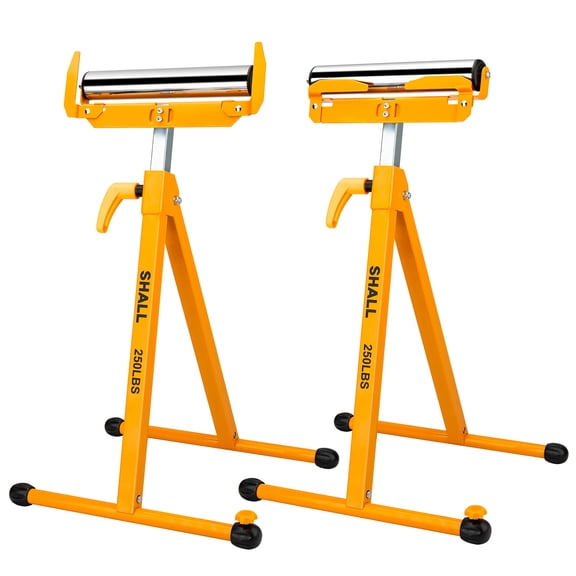 SHALL 2-Pack Folding Roller Stand - Heavy Duty 250 LBS Load Capacity - 27.8-43'' Adjustable Height Roller Stands Setter for Table Saw Outfeed Woodworking
