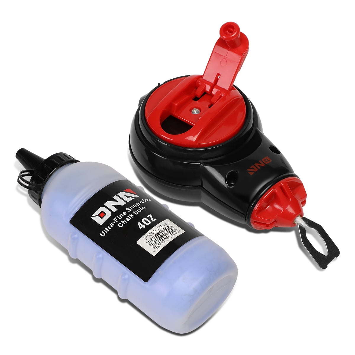DNA Motoring TOOLS-00095 DNA MOTORING Durable Self-Chalking Cotton Cord 100 Ft Line Plumb Bob Chalk Line Reel w/4 Oz Chalk Powder+Chalk Bottle