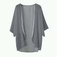 thumbnail image 4 of GUOBIOZIY Women Kimono Cardigans 3/4 Length Sleeve Loose Fit Beach Cover Ups Summer Casual Boho Open Front Chiffon Soft Breathable Top (Gray,4XL), 4 of 4
