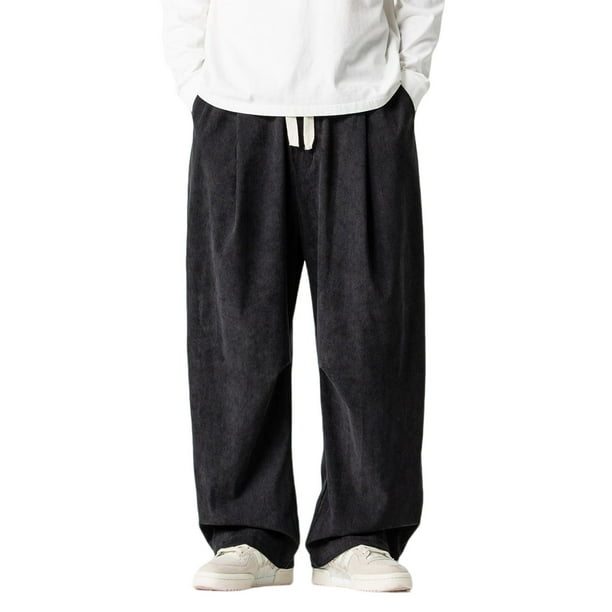 Ceisia Men Solid Color Multi Pocket Linen Workwear Pants Loose Wide Gift Leg Casual Trousers