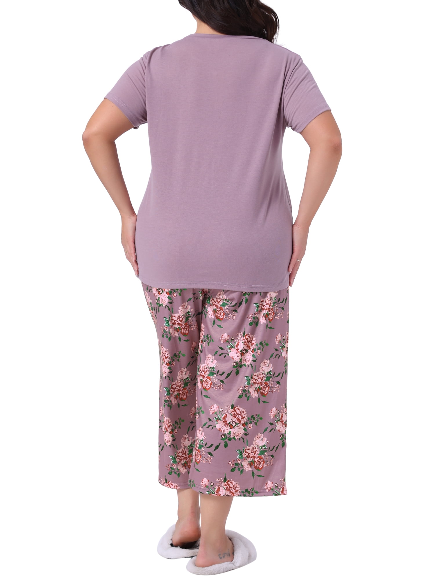DARING DIVA Women's Plus Size 2-piece Short Sleeve Pajamas Set 2X Purple