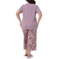thumbnail image 4 of DARING DIVA Women's Plus Size 2-piece Short Sleeve Pajamas Set 1X Purple, 4 of 5