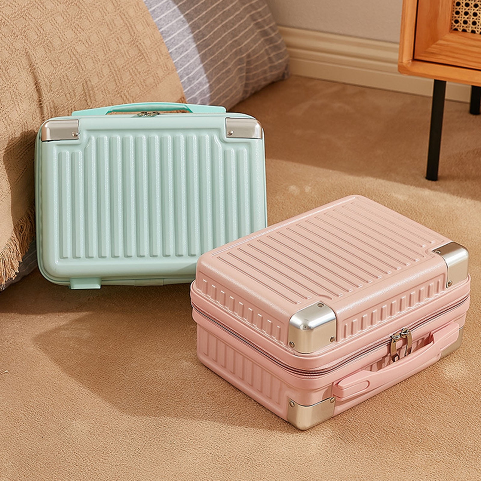 YIEMEEN 14inch Multifunctional Lady's Cosmetic for Case Travel Hand Luggage Portable Carrying Makeup Bag Suitcase