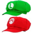 thumbnail image 1 of Gorro Super Mario Luigi disfraz para niños 2 piezas 52-54 cm verde + rojo, 1 of 5