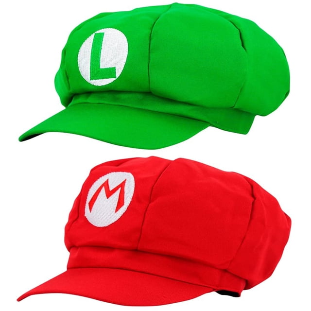 Gorro Super Mario Luigi disfraz para niños 2 piezas 52-54 cm verde + rojo