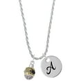thumbnail image 1 of Delight Jewelry Goldtone Black Spider on Web Spinner Silvertone Script Initial Disc - A - Charm Necklace, 20"+3", 1 of 4