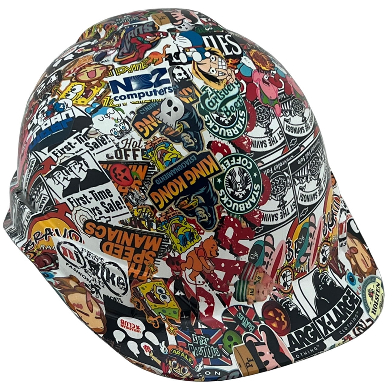 Sticker Bomb 4 Design Hydro Dipped Hard Hats Cap Style Design with 4 Pt Suspension