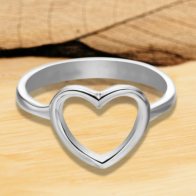 Creux en Forme de Coeur Femmes Anneau Alliage Réglable Joint Anneau Femme Fille Bijoux Accessoires, Argent
