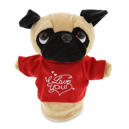 UPC: 0769498049044 | Dollibu I Love You Shirt Pug Dog Hand Puppet – 10 inch